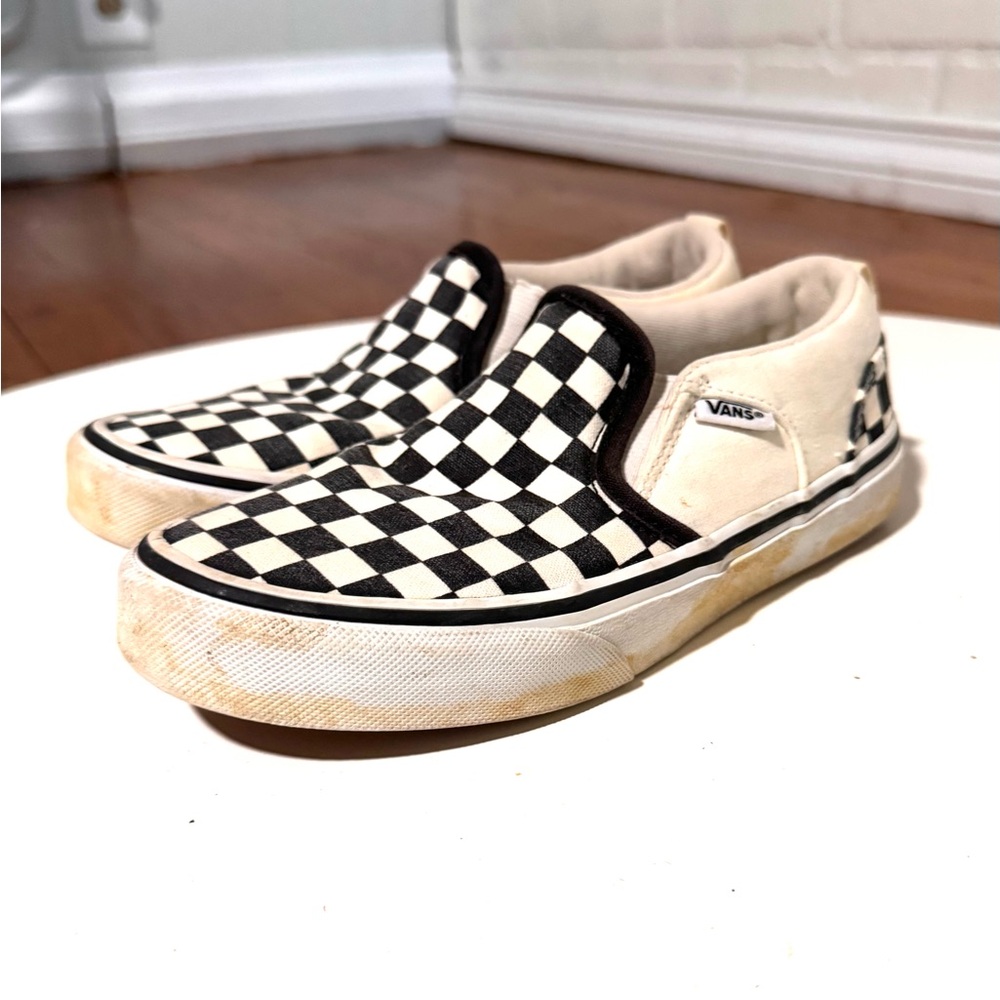 Vans Black and White Checkerboard Slip-Ons